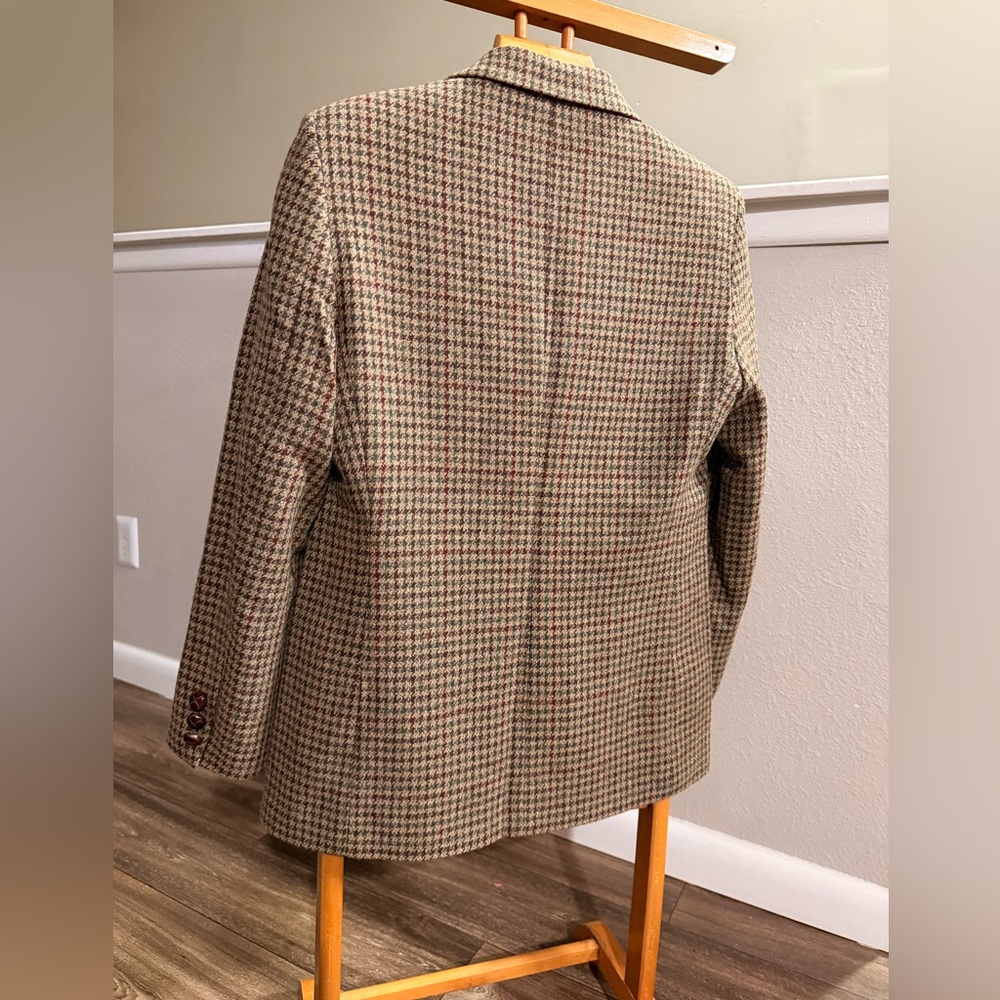 L.L. Bean Wool Blazer Jacket Womens 8 Houndstooth Plaid Vintage USA Tweed Coat - Picture 2 of 10